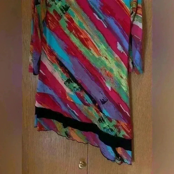 Nygard Asymmetrical Multicolor Tunic Mesh 3/4 sleeve Tunic S - Picture 8 of 8